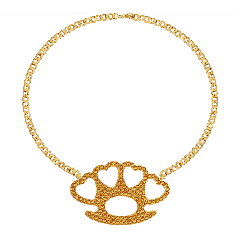 Heart Brass Knuckle Necklace