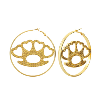 Heart Brass Knuckle Earrings